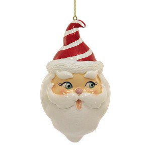 Transpac 5.5 Inch Retro-Looking Holiday Ornament Christmas Bust Tree Ornaments - 1 of 3