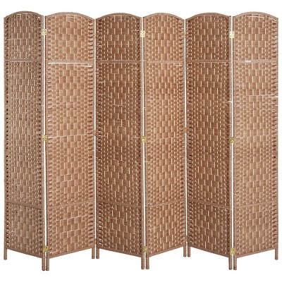 NicBex Room Divider Folding Wicker Privacy Screen with Wood Legs Partition for Home & Office