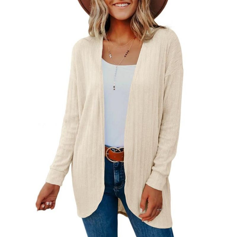 Womens Open Front Cardigans Lightweight Cardigans Casual Long Sleeve Sweater Knit Cardigans, 1 of 5