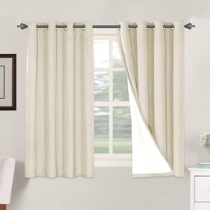 H.Versailtex Linen 100% Blackout Curtains Thermal Insulated Linen Drapes, Grommet White Liner Sold of 2 Panels - 1 of 4