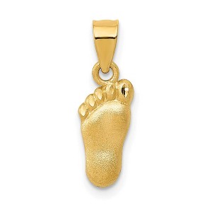 Black Bow Jewelry 14k Yellow Gold Satin & Diamond Cut Foot Charm or Pendant, 6mm - 1 of 4