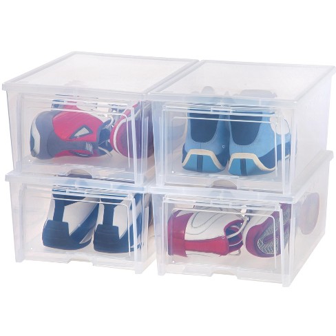 Iris Usa Tall 6 Pack Shoe Storage Box Stackable And Drop Front
