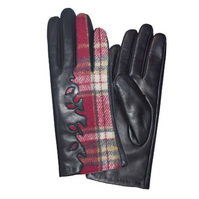 Women's Wo's Ryhan Cut Out Leather & Plaid Gloves - Dupatta Designs