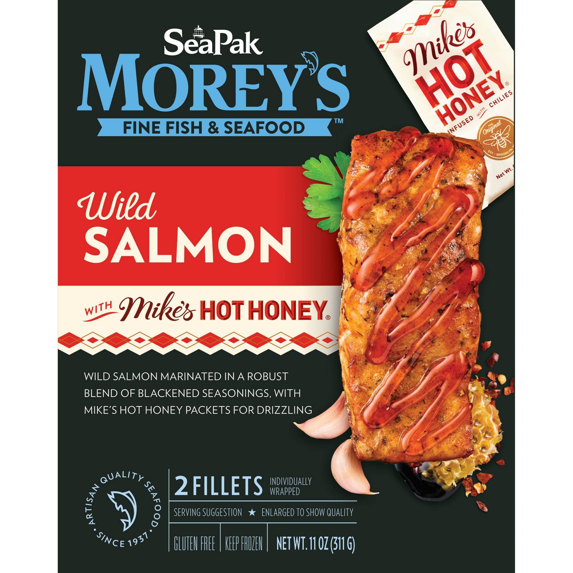 Sea Pak Morey's Blackened Wild Salmon with Mike's Hot Honey Frozen - 11oz