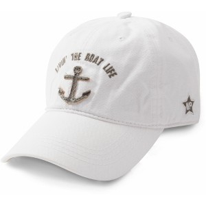 Pavilion Gift Company - Livin' The Boat Life - White Adjustable Hat - Hats - 1 of 4