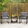 Tangkula 3 PCS Patio Furniture Set PE Rattan Wicker Chairs w/ 2 Tier Coffee Table Soft Back - 3 of 4