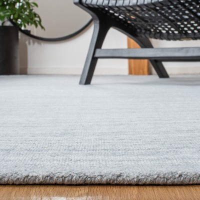 Gray Hand-Knotted Viscose Square Area Rug, 3' x 5'