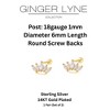 Marquise CZ Flat Back Earrings for Cartilage Helix Tragus Lobe 18g 6mm Post Sterling Silver 1 pair by Ginger Lyne - 3 of 4