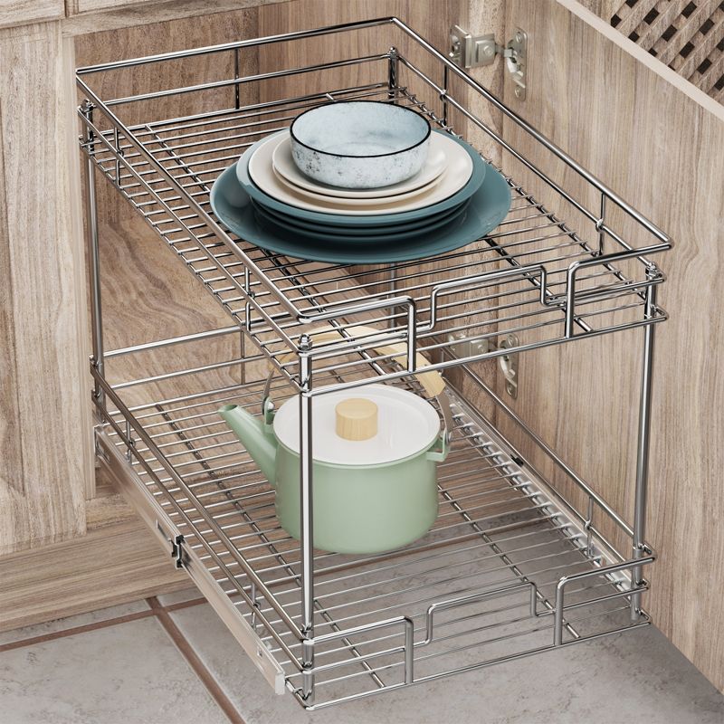 HOMLUX Pull-Out 2 Tier Home Organizer, slide out single, 3 of 7