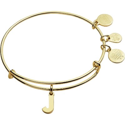 Alex and Ani Expandable Bangle for Women, Initials A to Z Letter Charms, Shiny Finish, 2 to 3.5 in