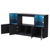 YOOCOZZ High Gloss TV Stand for TVs up to 75" with LED Lights,Large Storage Cabinet and Tempered Glass Shelves - 4 of 4