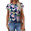 Womens Summer Tops Print Crew Neck Cute Tees Fashion Tunic Shirts Short Sleeve Blouses - 3 of 4