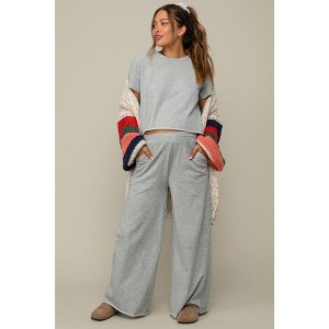 Pinkblush Heather Grey Basic Tee And Wide Leg Pant Maternity Set - 1 of 4