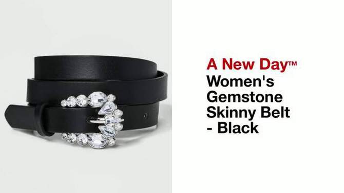 Women's Gemstone Skinny Belt - A New Day™ Black, 2 of 10, play video