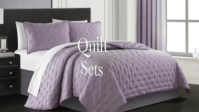 Queen 4pc Argeles Quilt Set Plum - Chic Home Designs, 2 of 5, play video