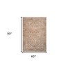 Beige And Brown Floral Medallion Area Rug With Fringe - 3 of 4