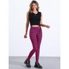 INSPIRE CHIC Women's Printed Stripe High Waist Elastic Waistband Yoga Stirrup Pants - 3 of 4