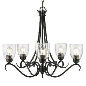 Golden Lighting Parrish 5-Light Chandelier in Matte Black with Seeded Glass - 1 of 4