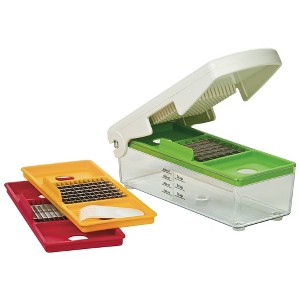 Prepworks Fruit and Vegetable Chopper: Manual Food Chopper, 3 Blades, Dishwasher-Safe, ABS & Stainless Steel, Red/Green/Yellow - 1 of 4