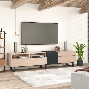 TV Stand Entertainment Center With Cabinets Drawers Open Shelves 2 U-shaped Legs Easy Assembly TV Cabinet For TVs Up To 80” - 1 of 4