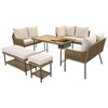 Maggift Patio Seating Sets, All Weather Outdoor Sectional Patio Sofa with Cushion and Backrest, for Lawn Backyard, Beige, 135.25"*90.25"*33.25" - 3 of 4