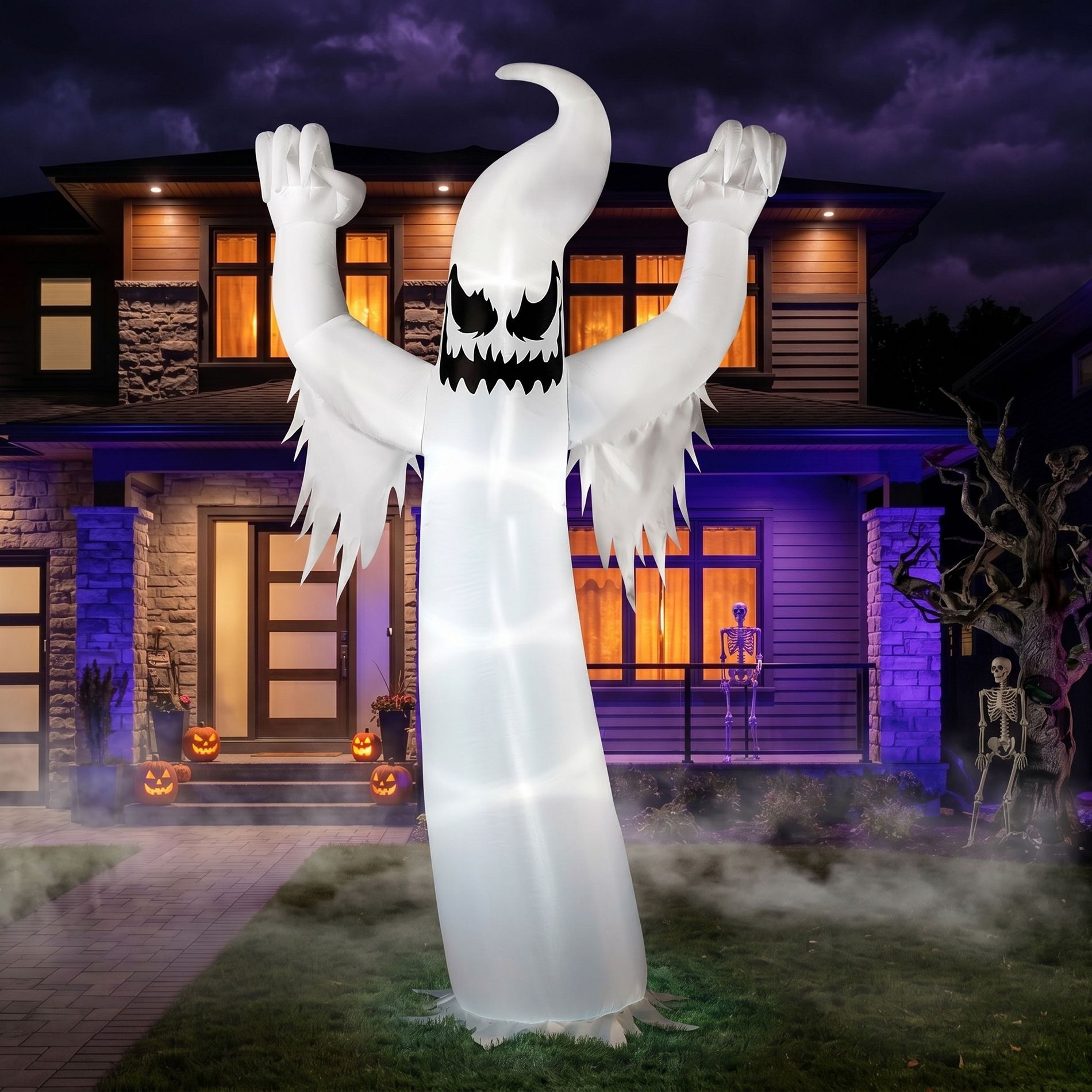 Joyfy 12 FT Halloween Inflatable Outdoor Decoration, Scary Ghost Inflatable with LEDs for Halloween Party Indoor, Outdoor, Yard, Garden, Lawn Decor