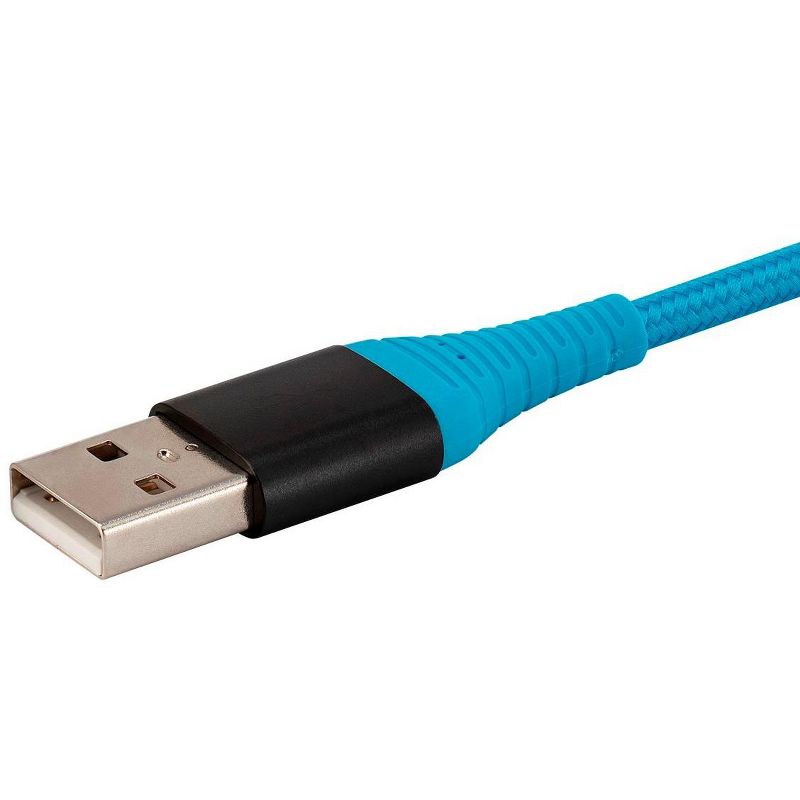 Monoprice USB 2.0 Micro B to Type A Charge and Sync Cable - 6 Feet - Blue | Durable, Kevlar-Reinforced Nylon-Braid - AtlasFlex Series, 4 of 7