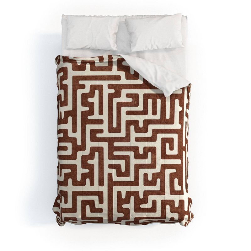  Maze In Brandywine Polyester Comforter & Sham Set Orange/Beige - Deny Designs, 1 of 7