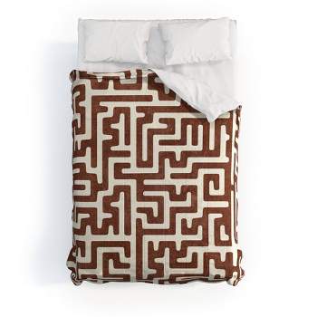  Maze In Brandywine Polyester Comforter & Sham Set Orange/Beige - Deny Designs