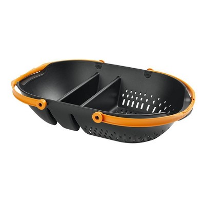 24-inch Black and Orange Plastic Garden Harvest Basket