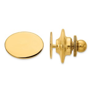 Black Bow Jewelry 14K Yellow Gold Small Polished Oval Lapel or Tie Pin, 12 x 8mm - 1 of 2