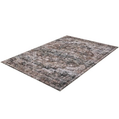 Washable Area Rugs Vintage Distressed Accent Rug with Non-Slip Backing