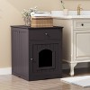 LunaLulinlk Wooden pet house cat litter box fence with drawer and side table - 3 of 4