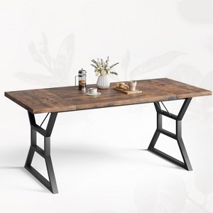 COZONY Dining Table for 6-8, 70.9" Rectangular Wooden Kitchen Table with Metal X-Legs, Multipurpose Desk, Rustic Farmhouse Style - 1 of 4