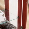 Lighted Corner Curio Cabinet with Tempered Glass Doors & Shelves - Elegant Cherry Display Case with Bulb for Living Room & Bedroom Decor - 3 of 4