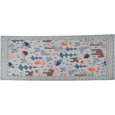 Boho Rugs Washable Area Rug Ultra-Thin Traditional Floral Carpet Large Cream Colorful Vintage Bedroom Rug