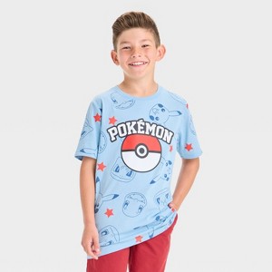 Boys' Pokemon Americana Short Sleeve Graphic T-Shirt - Blue - 1 of 4