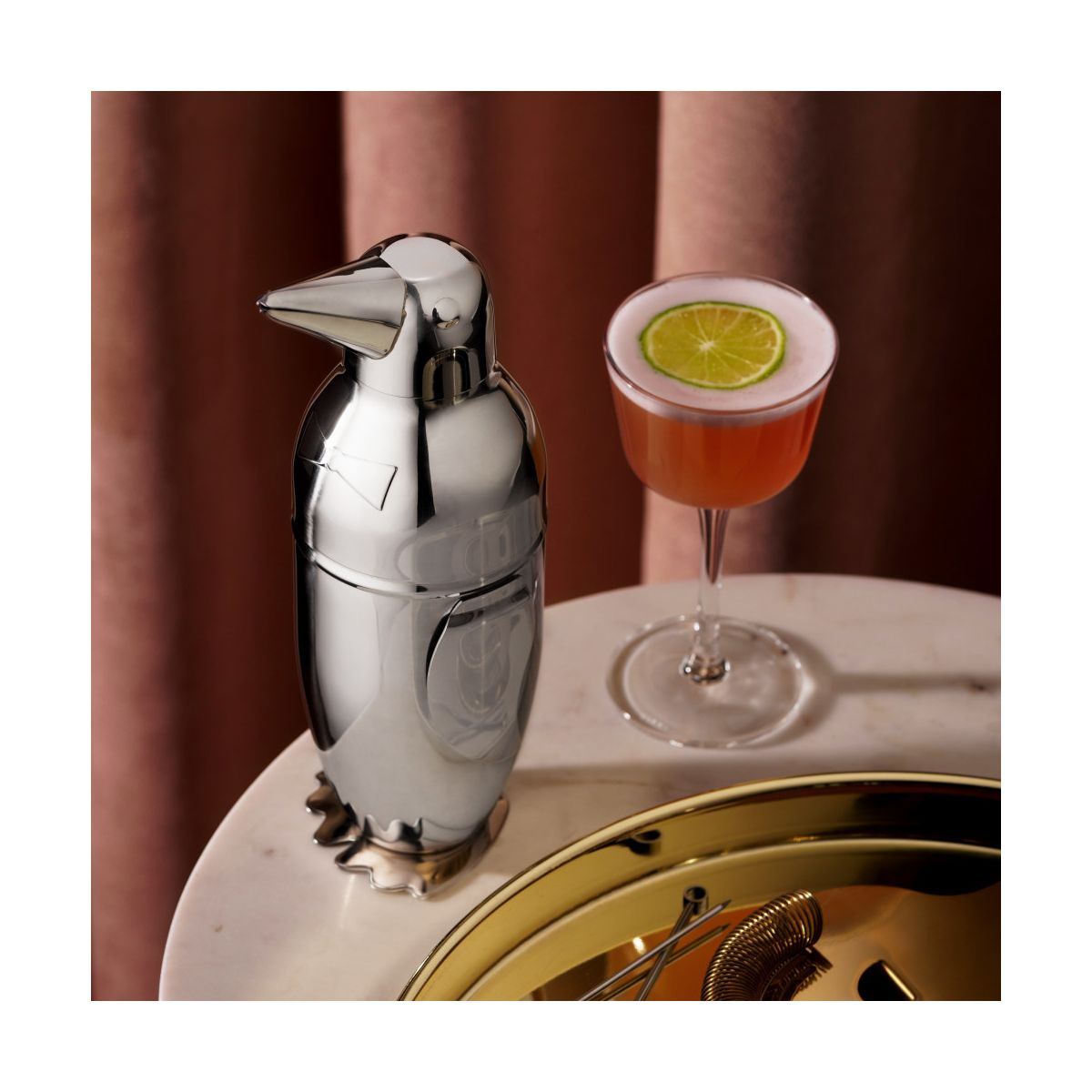Viski Penguin Cocktail Shaker with Built-in Strainer & Jigger Cap, Stainless Steel Drink Shaker Bottle, Home Bar Essentials, Wedding Gifts, 17 oz - thumbnail 9