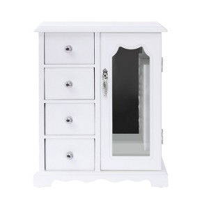 YIYIBYUS White Jewelry Box with Mirror , Wood Jewelry Organizer with 4 Drawers - 1 of 4