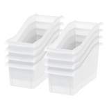 IRIS USA 8-Pack 15" x 6" Plastic Connecting Book and Paper Storage Container Bin, Clear