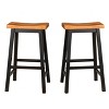2 pcs Wood 29 Inch Saddle BarStool Entertaining with Metal Frame-Christopher Knight Home - 2 of 4