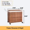 JANSNO PE Rattan Powder Coating Frame Laundry Hamper With Lid, 2 Removable Bags and Wheels, 160L Capacity - 3 of 4