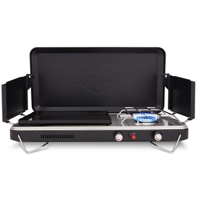 Hike Crew 2-in-1 Portable Gas Camping Stove/Grill with Griddle - Red