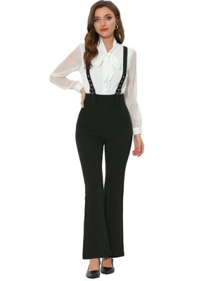 Allegra K Women's High Waist Overalls Bell Bottom Pants Suspenders Jumpsuit  Black X-small : Target