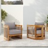 Acacia Wood Outdoor Set of 2 Club Chair with Curved Tub Design,Woven Rope Accents and Water-Resistant Cushions for Patio – The Pop Home - 2 of 4