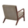 Wood Frame Lounge Chair with Corduroy Upholstery, Plush Ribbed Seat and Matching Lumbar Cushion, Scandinavian Design - 4 of 4