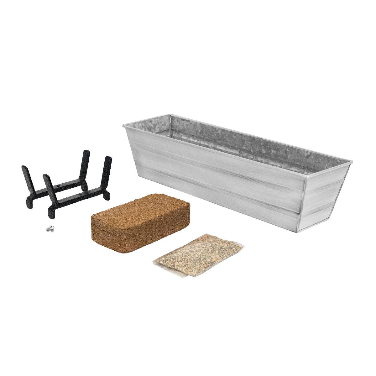 ACHLA Designs Small Cape Cod Rectangular Galvanized Steel Outdoor Planter Box for 2x6 Railings with Mounting Bracket White 22"x6.5"