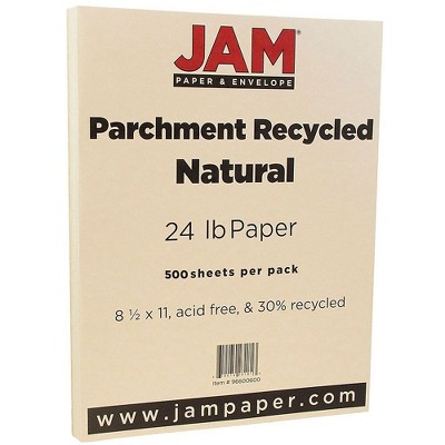 JAM Paper Parchment 24lb Paper 8.5 x 11 Natural Recycled 500 Sheets/Ream 96600600B