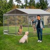10×10×7 FT Outdoor Dog Kennel with Roof, Heavy Duty Large Dog House with Feeding Doors, Metal Dog Run Enclosure for Garden Backyard Farm - 3 of 4