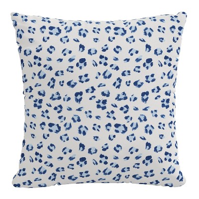 18"x18" Polyester Brush Cheetah Square Throw Pillow Blue: Removable Cover, Indoor - Skyline Furniture